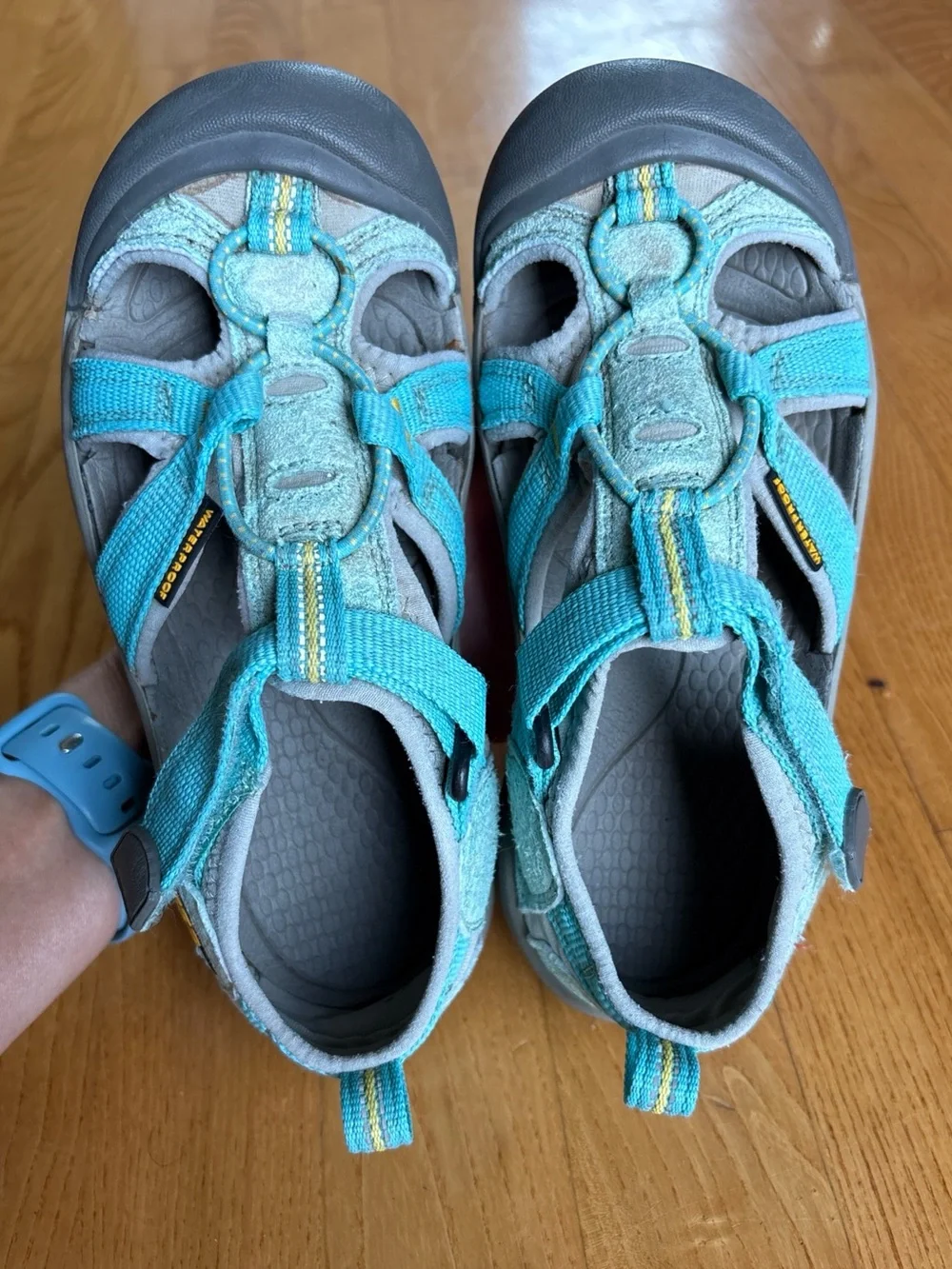 Keen Venice H2 Kids Sandals Aqua Green Gray Yellow Boys Girls Hiking Youth Sz 1